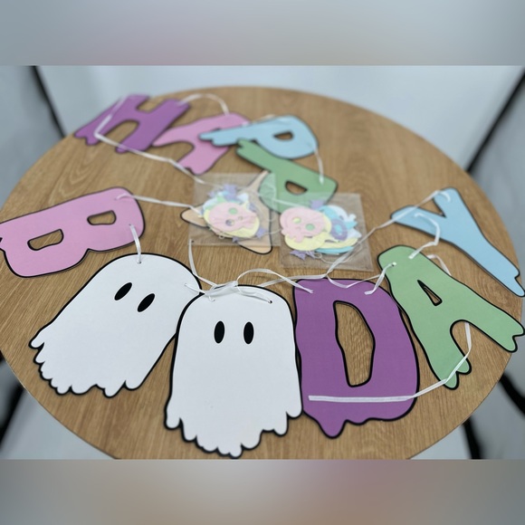 Pastel Halloween Party Decorations, Happy Boo Day Party Banner Bat Ghost - Picture 2 of 2